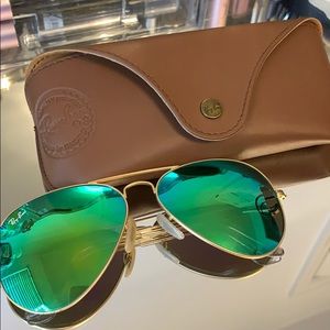 Ray-Ban Aviator Flash Lenses Green Flash With gold